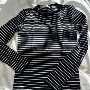 Zara Dark Blue and Cream Striped Top